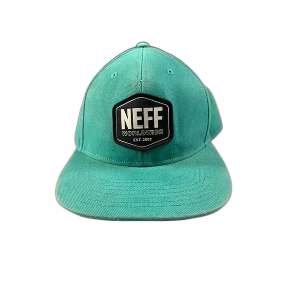 Neff Worldwide Snapback Hat Green Flat Bill Adjustable Skate Streetwear Cap
